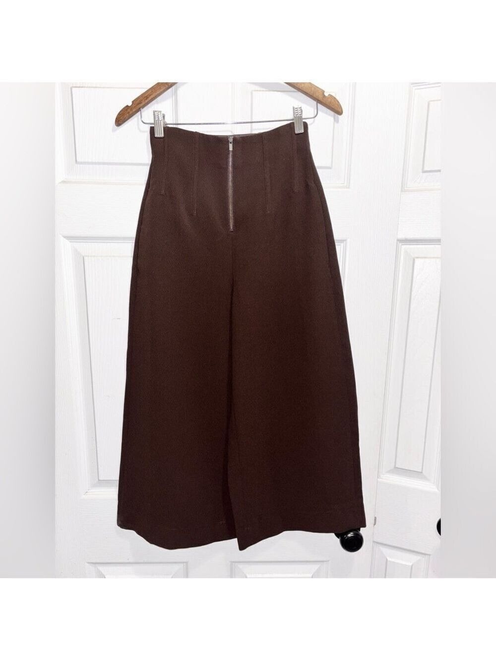 Aritzia BABATON 1-01 Cady Pant Brown Zipper Front Corset Waist Wide Leg Size 0 - Picture 5 of 11